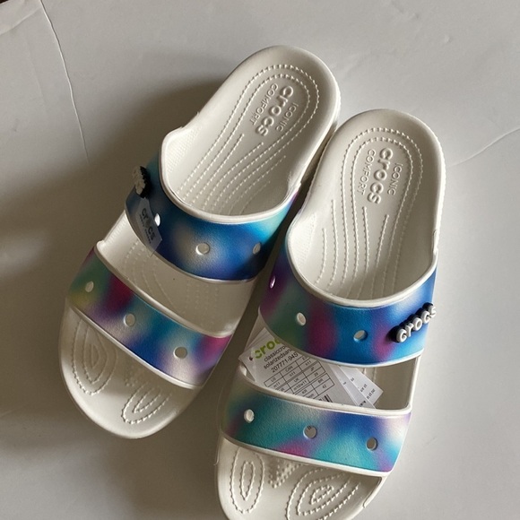 ? Crocs Men’s Size 9 Women’s 11 Adult Classic Two-Strap Slide Sandals